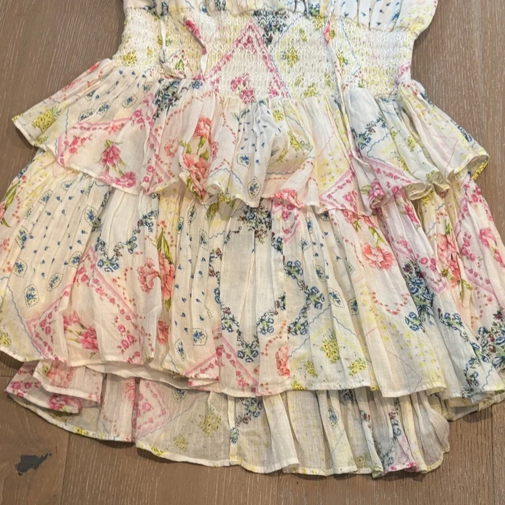LoveShackFancy Multicolor Floral Ruffle Dress - Picture 5 of 10